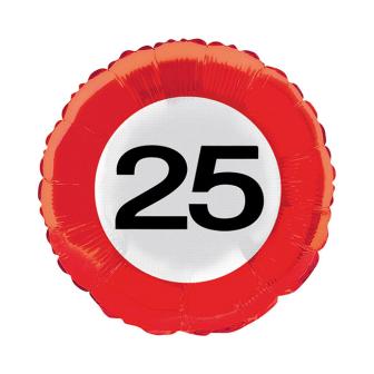 Ballon en alu "Panneau de limitation de vitesse - 25 ans" 45 cm