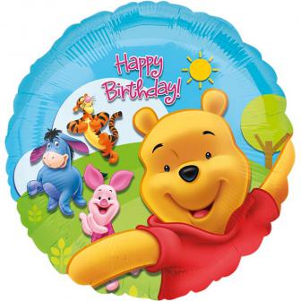Ballon en alu "Happy Sunny Birthday Winnie l'ourson" 43 cm