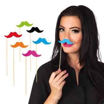 Accessoires pour photos "Moustaches colorées" 6 pcs.