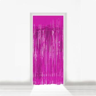 Rideau de porte à franges métallisées 2 m - magenta