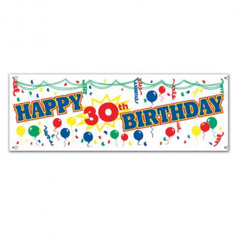 Bannière anniversaire "Happy 30th Birthday" 1,5 m