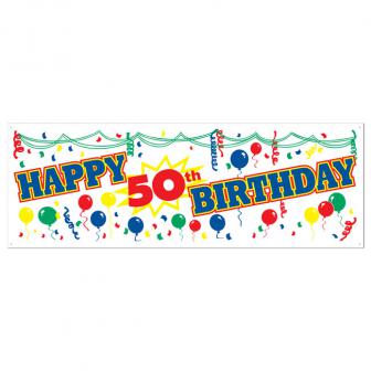 Bannière anniversaire "Happy 50th Birthday" 1,5 m