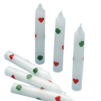 Bougies d'anniversaire avec trèfle & cœur 8 cm 6 pcs