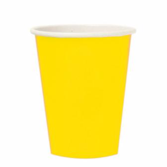8 gobelets en carton unis 266 ml - jaune