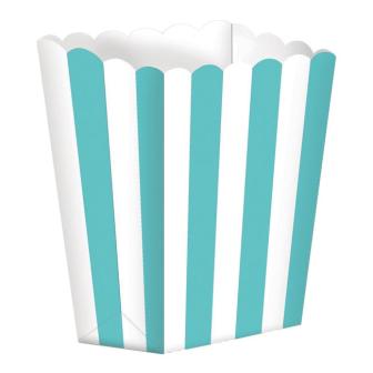 5 boîtes snack à rayures - turquoise