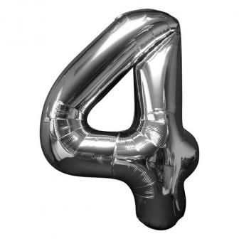 Ballon de chiffre en aluminium et brillant 58 x 88 cm - 4-argenté