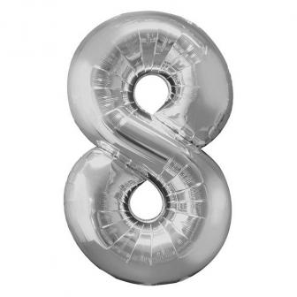 Ballon de chiffre en aluminium et brillant 58 x 88 cm - 8-argenté