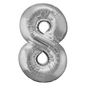 Ballon de chiffre en aluminium et brillant 58 x 88 cm - 8-argenté