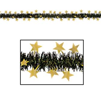 Guirlande d'étoiles "Glamour" 3,7 m - doré-noir