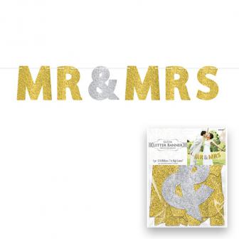 Guirlande de lettres paillettées "Mr & Mrs" 3,65 m