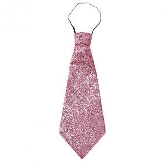 Cravate à paillettes 40 cm - rose