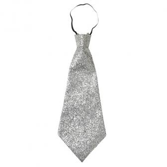 Cravate à paillettes 40 cm - argenté