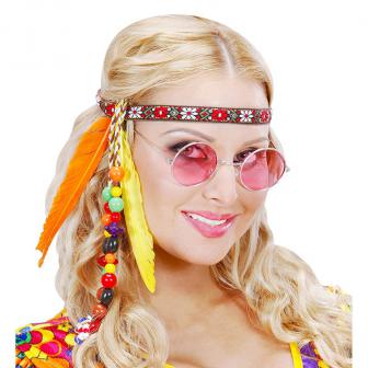 Bandeau "Happy Hippie" avec plumes et perles