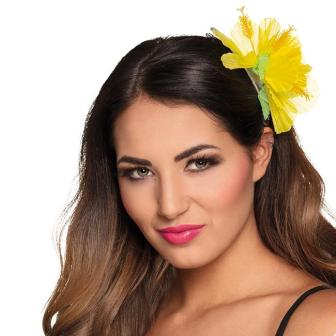 Pince pour cheveux "Hibiscus fleuri" jaune