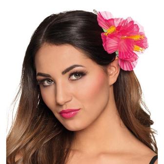 Pince pour cheveux "Hibiscus fleuri" rose