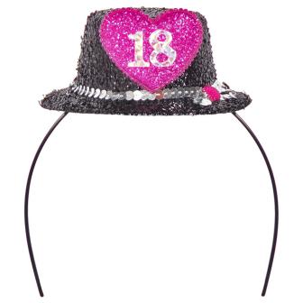 Mini chapeau sur serre-tête "18 ans"