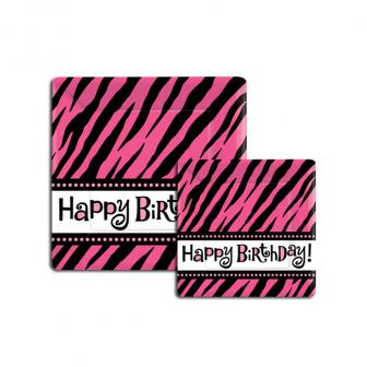 8 assiettes en carton "Pinky Tiger" Happy Birthday