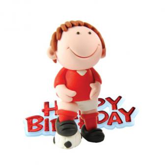 Figurine Happy Birthday "Joueur de foot" 2 pcs. - rouge-blanc