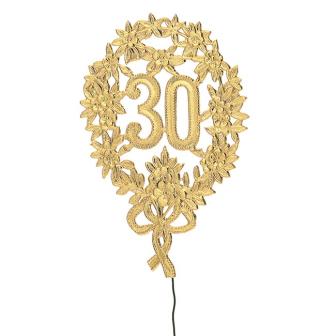 Chiffre d'anniversaire "30" en doré 12 cm