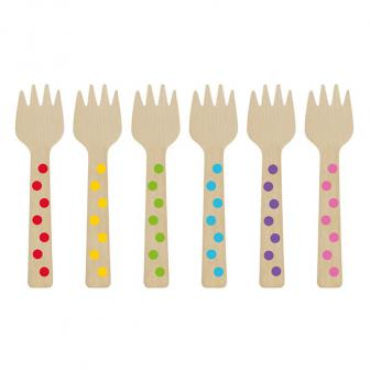 Petites fourchettes en bois "Buffet Coloré" lot de 12