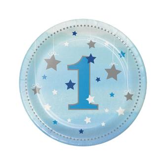 8 Petites assiettes en carton "Little Star" bleu