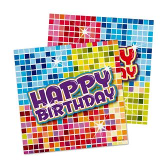 16 petites serviettes "Happy Crazy Birthday"