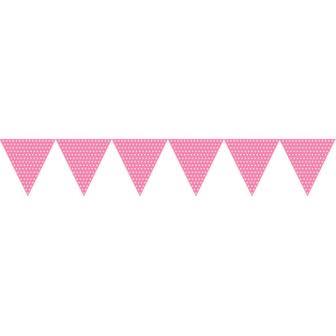 Guirlande de petits fanions "Happy Dots" 274 cm - rose vif