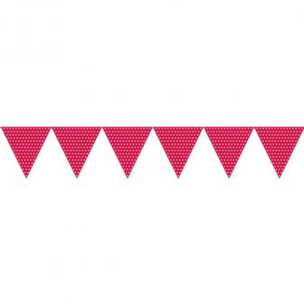 Guirlande de petits fanions "Happy Dots" 274 cm - rouge
