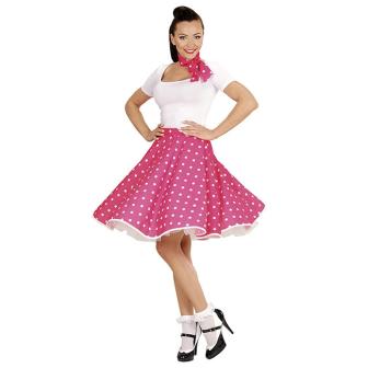 Ensemble "50's Lady" 2 pcs. - rose vif à pois blancs