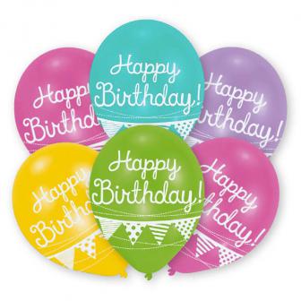 6 ballons de baudruche multicolores "Happy Birthday"