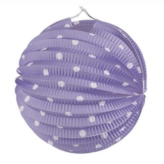 Lampion avec lampes LED "Pois colorés" 20 cm - lilas