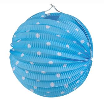 Lampion avec lampes LED "Pois colorés" 20 cm - bleu clair 