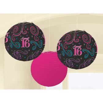 Set de lampions "Sweet 16 Party" 3 pcs.