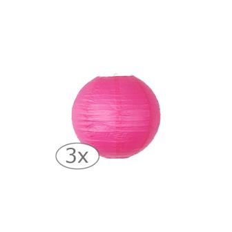 Lampion uni 3 pcs - 15 cm-fuchsia