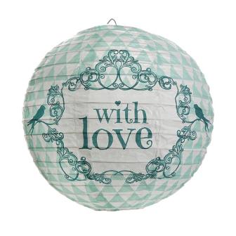 2 lampions "With love" - vert menthe