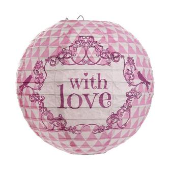 2 lampions "With love" - rose vif