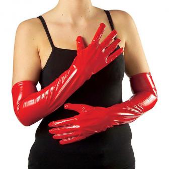 Longs gants vernis 56 cm - rouge
