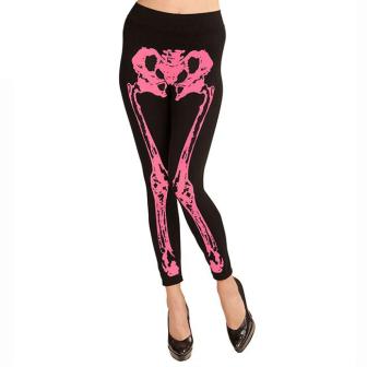 Legging "Squelette rose néon"