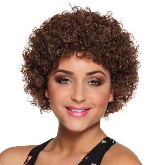 Perruque bouclée "Colorée" marron