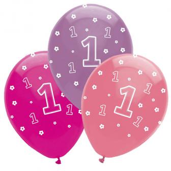 6 Ballons "Jungle girl 1er anniversaire" 