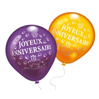 8 ballons de baudruche "Joyeux Anniversaire"