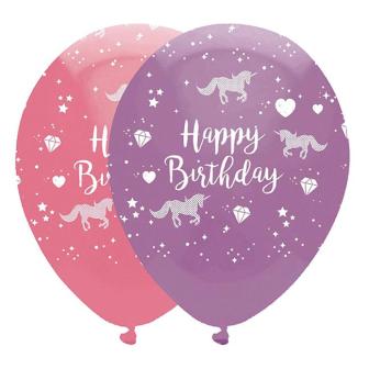 6 Ballons "Petit anniversaire licorne" 