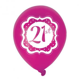 Ballons de baudruche "Pretty Pink" 21 ans 6 pcs.
