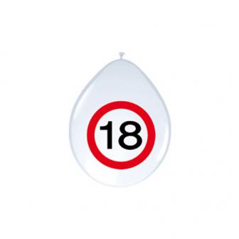 8 Ballons "Panneau de limitation de vitesse 18 ans"