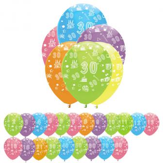 6 ballons de baudruche "Fête d'anniversaire colorée"