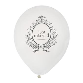 8 ballons de baudruche "Just Married" - blanc