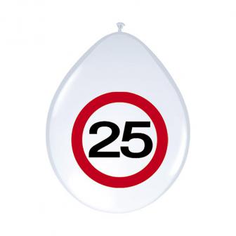 8 ballons "Panneau de limitation de vitesse 25 ans"
