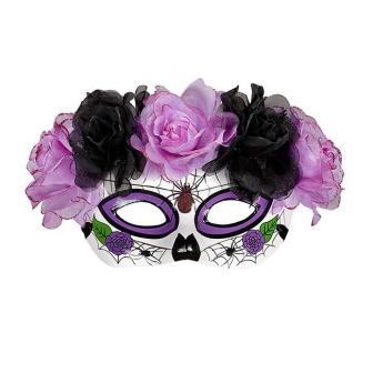 Masque "Dia de los Muertos" avec roses violettes