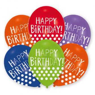 Ballons de baudruche Happy Birthday "Pois rigolos" lot de 6