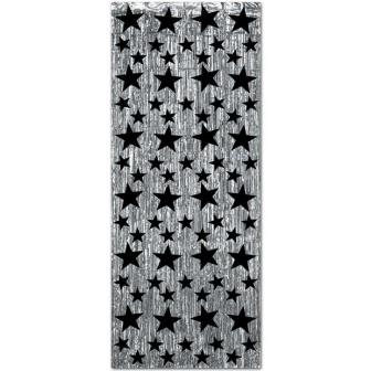 Rideau de porte métallique "Glamour Stars" 91 cm x 2,44 m - argenté-noir